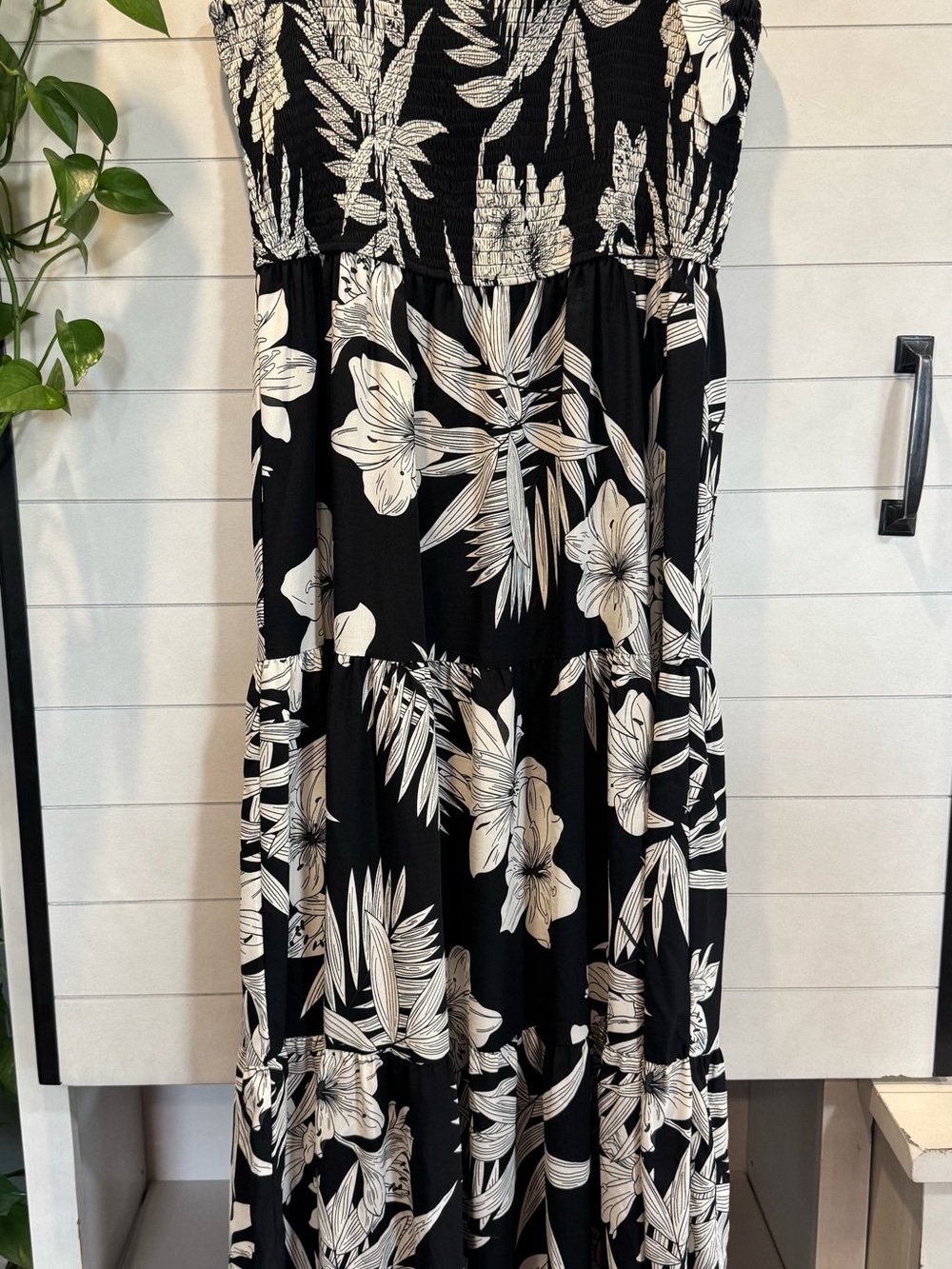 Crescent Black and White Floral Maxi Dress
